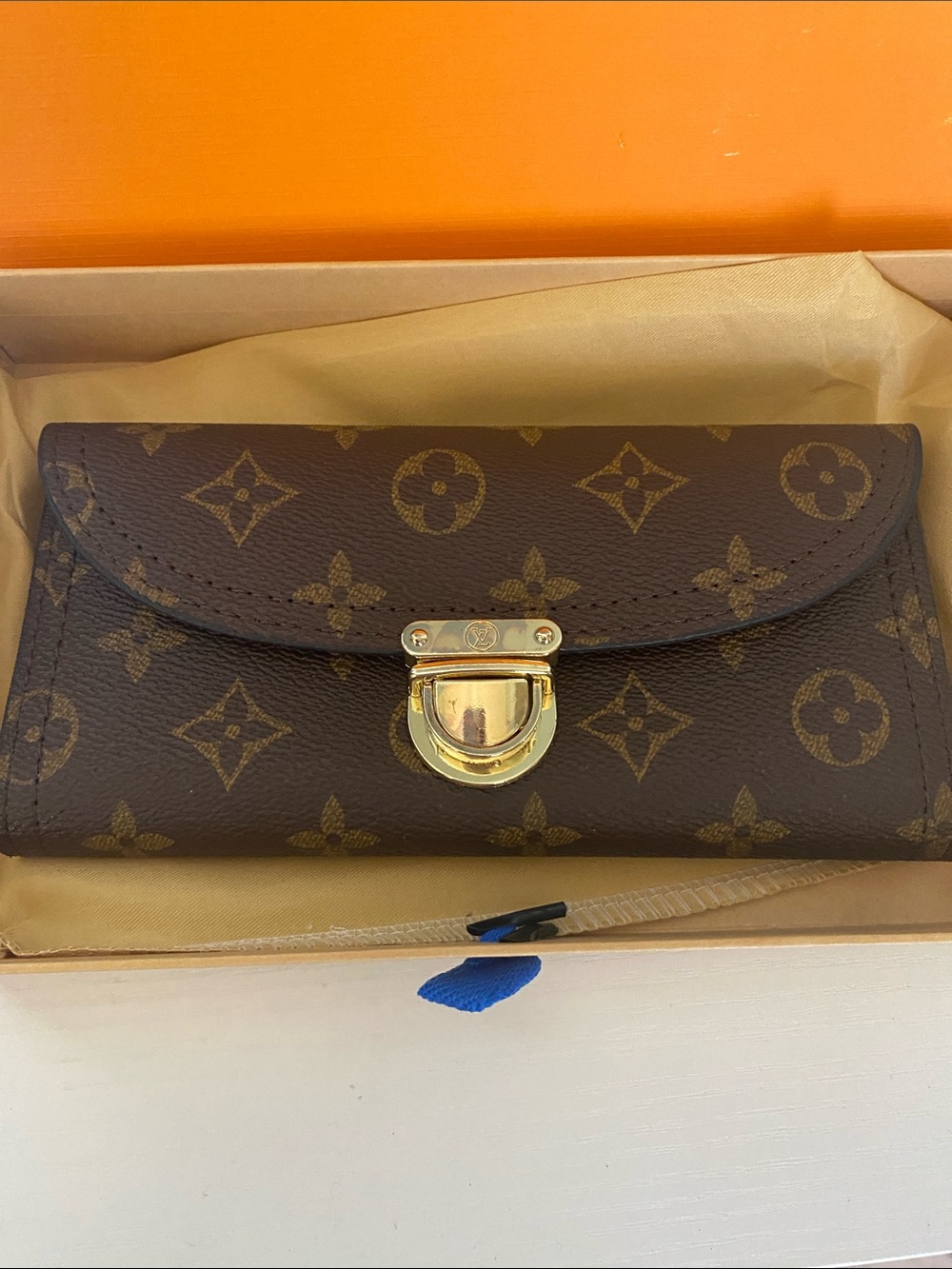 Louis Vuitton Brown Monogram Canvas Wallet with Gold-Tone Clasp